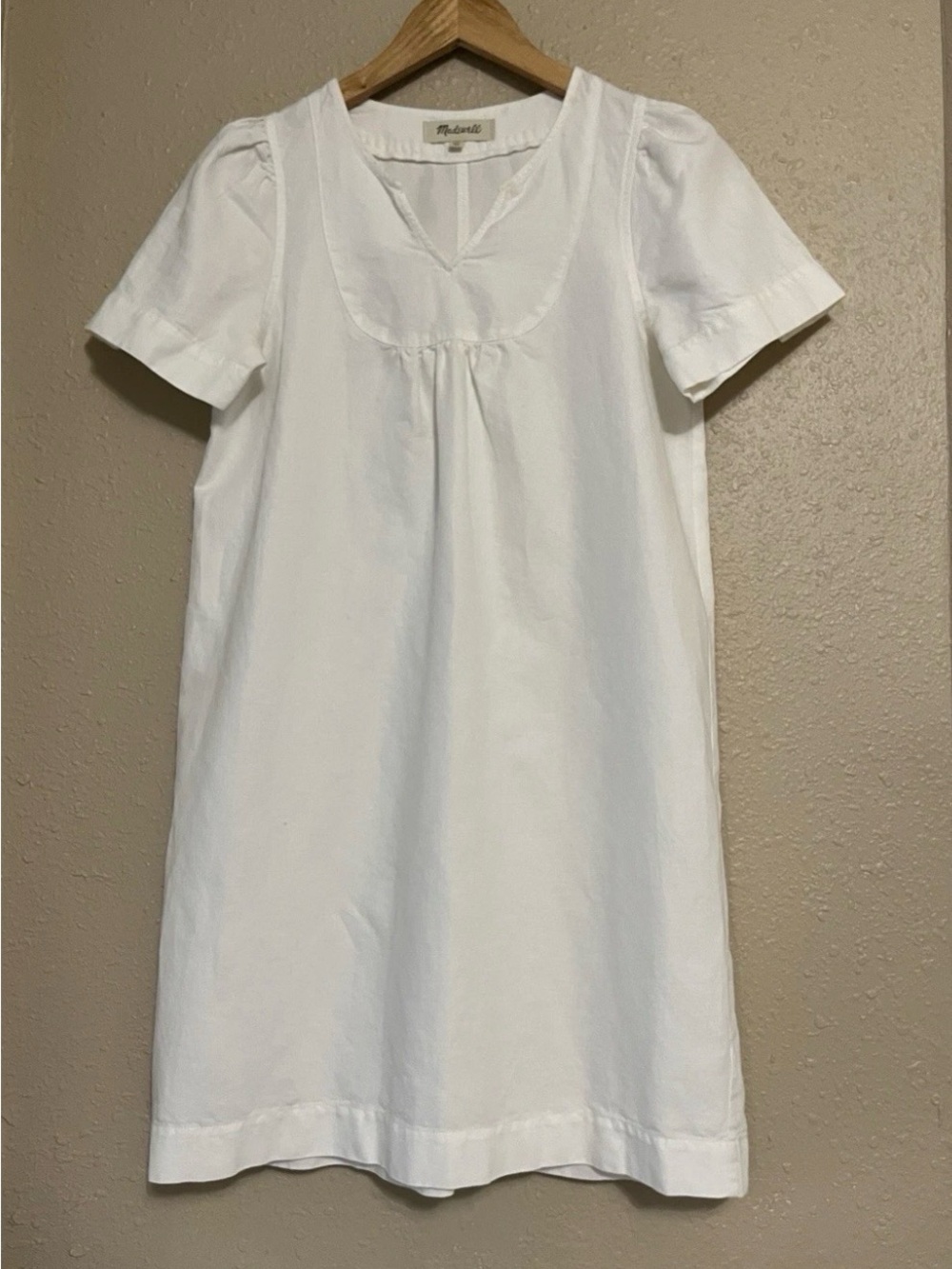 MADEWELL Linen-Cotton Denim Pop-On Swingy Dress